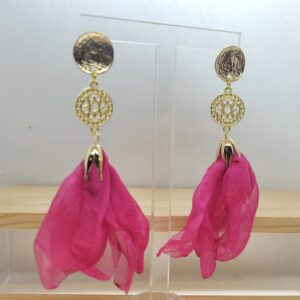 Aros trio dorado y fucsia