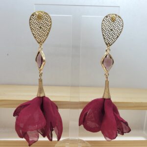 Aros trio dorado y burdeo