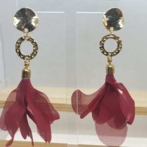 Aros trio dorado y burdeo