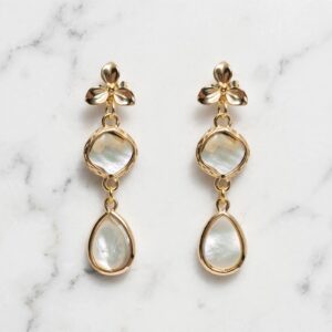 Aros trio dorado y blanco