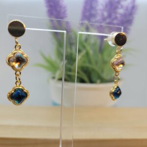 Aros trio dorado blanco y celeste
