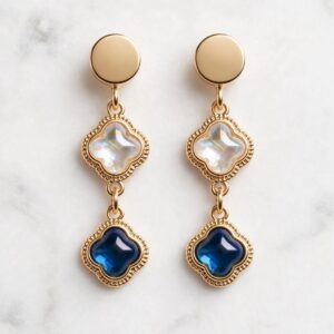 Aros trio dorado blanco y celeste