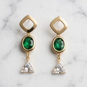 Aros trio dorado y verde