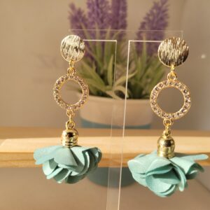 Aros trio dorado y color esmeralda