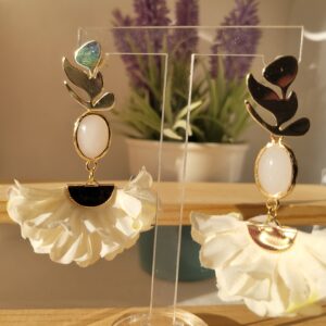 Aros trio dorado y blanco