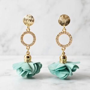 Aros trio dorado y color esmeralda