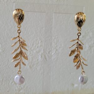 Aros trio dorado y perla