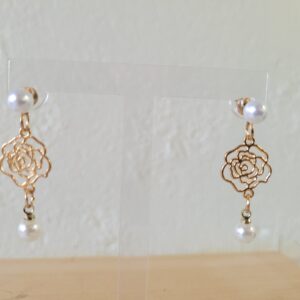 Aros trio dorado y perla