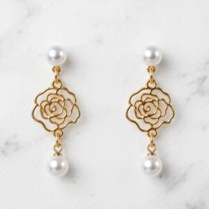 Aros trio dorado y perla